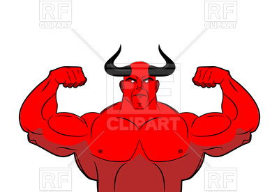 400x276 Strong Demon With Horns. Powerful Red Devil. Vector Image Vector