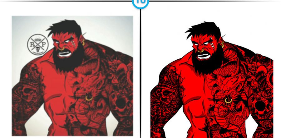 900x444 Burly Tattoed Red Devil Vector Design