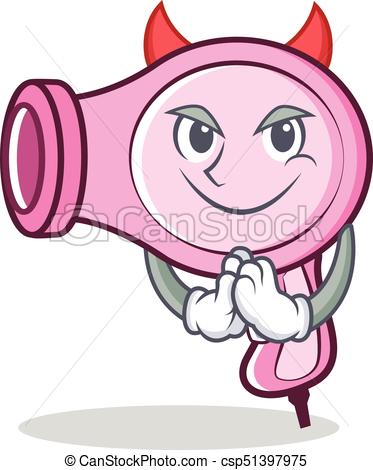 373x470 Devil Hair Dryer Character Vector Art Illustration.
