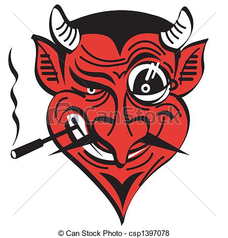 450x470 Devil Satan Evil Clip Art Graphic. Devil Or Satan Smoking A