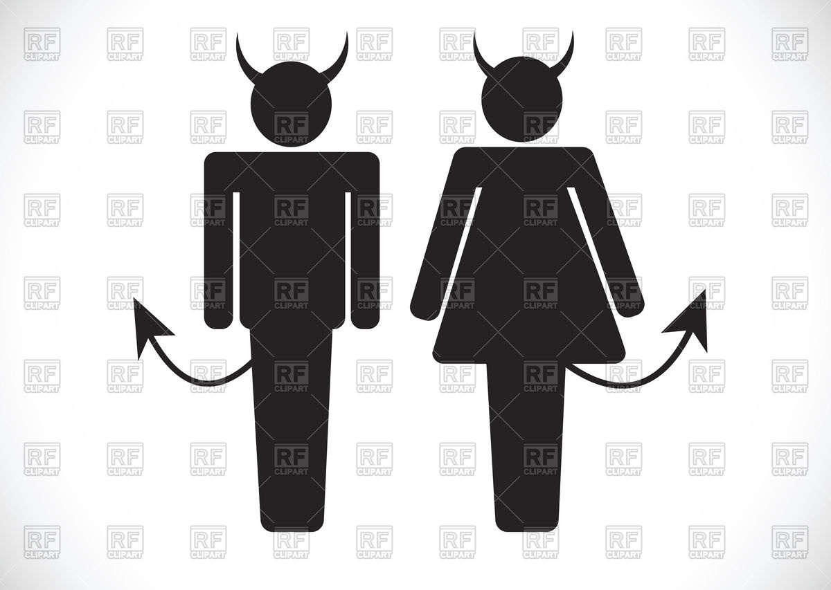 1200x853 Silhouette Of Man And Woman Devil Vector Image Vector Artwork Of