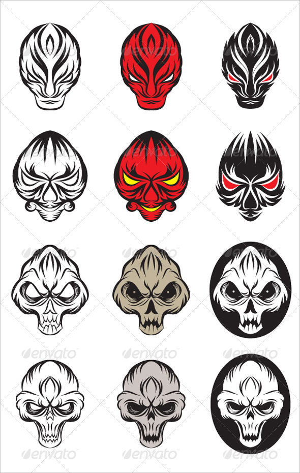 590x930 Skull And Devil Vector Set By Alitsuarnegara Graphicriver