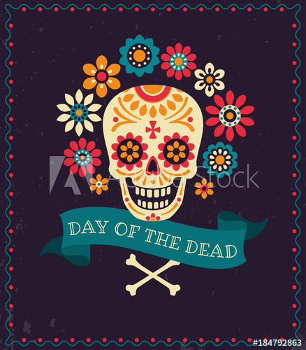 438x500 Dia De Los Muertos. Day Of The Dead Vector Poster With Festive