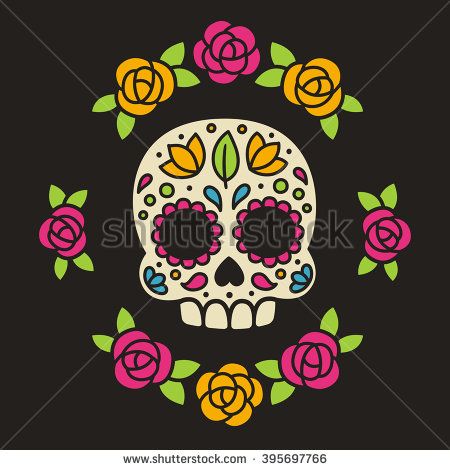 450x470 Mexican Dia De Los Muertos (Day Of The Dead) Sugar Skull With