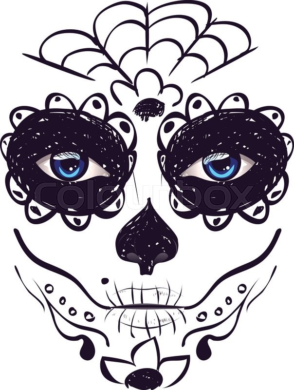604x800 Sugar Skull Girl Face With Make Up For Day Of The Dead (Dia De Los