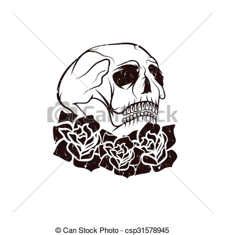 450x470 Day Of The Dead Skull With Flowers , Dia De Los Muertos.