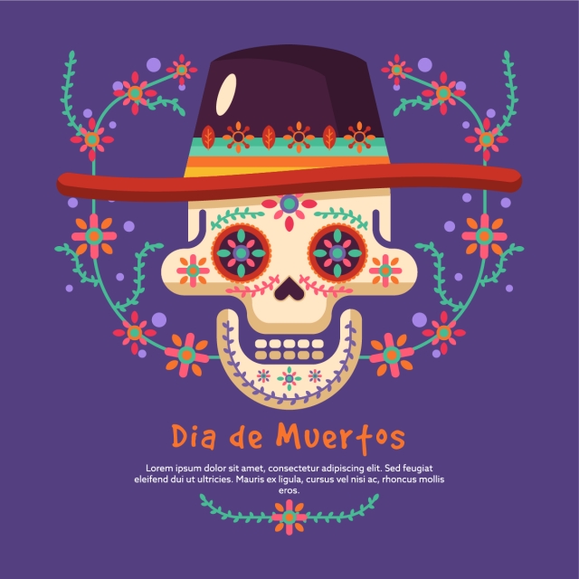 640x640 Dia De Los Muertos, Day Of The Dead Or Halloween, Vector, Banner