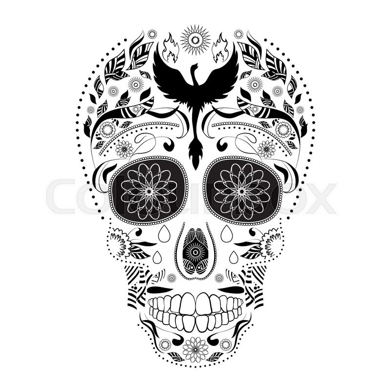 800x800 Dia De Muertos. Illustration Of Traditional Mexican Skull With