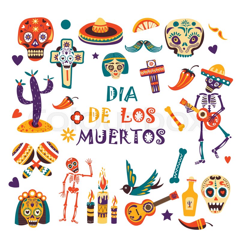 800x800 Dia De Los Muertos Vector Greeting Card For Mexican Traditional