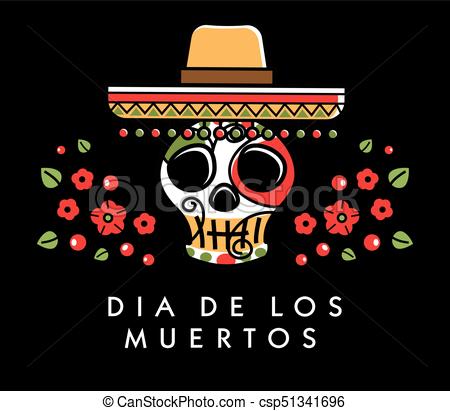 450x411 Dia De Los Muertos. Day Of The Dead Vector Poster With Festive