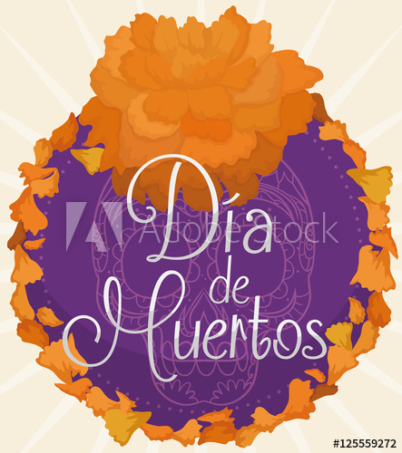 443x500 Floral Button With Cempasuchil Petals For Mexican Dia De Muertos