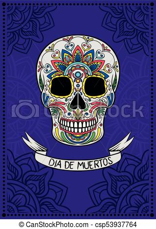 320x470 Mexican Sugar Skull With Colorful Floral Pattern, Dia De Muertos