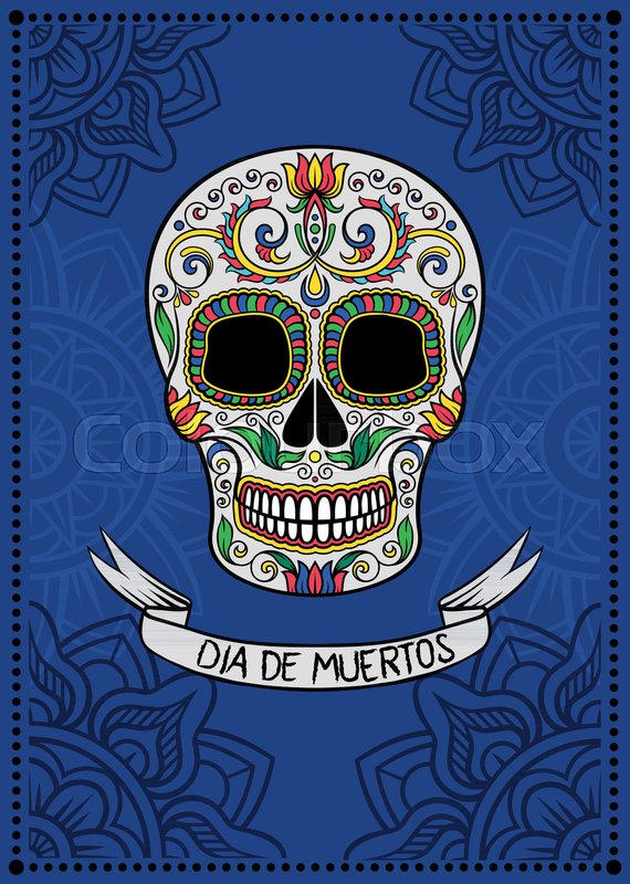 570x800 Mexican Sugar Skull With Floral Pattern, Dia De Muertos, Design