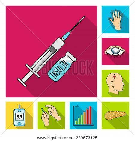450x470 Diabetes Flat Icons In Set Collection For Design. Treatment Of
