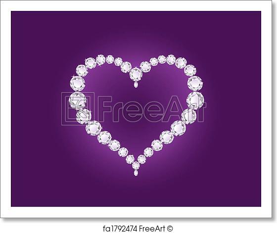 560x470 Free Art Print Of Vector Diamond Heart On Violet Background