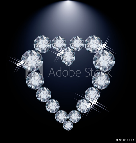 474x500 Love Diamond Heart, Vector Illustration