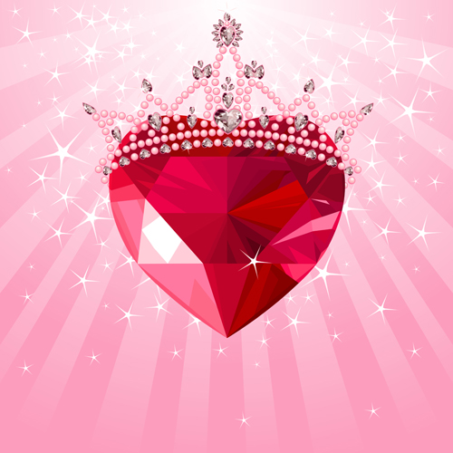 500x500 Shining Diamond Heart Valentines Day Cards Vector 01.rar Free Download