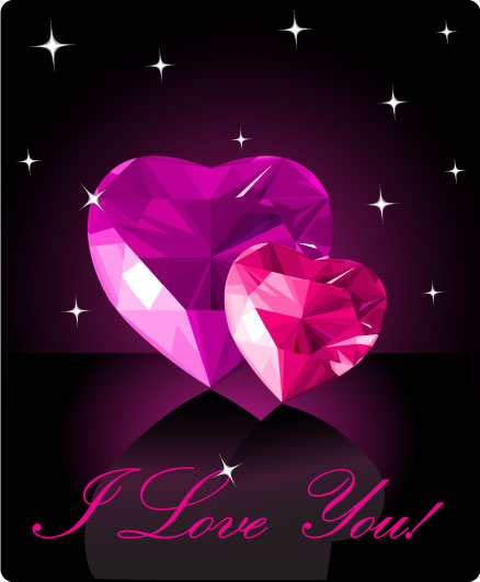 438x531 Shining Diamond Heart Valentines Day Cards Vector 05 Free Download