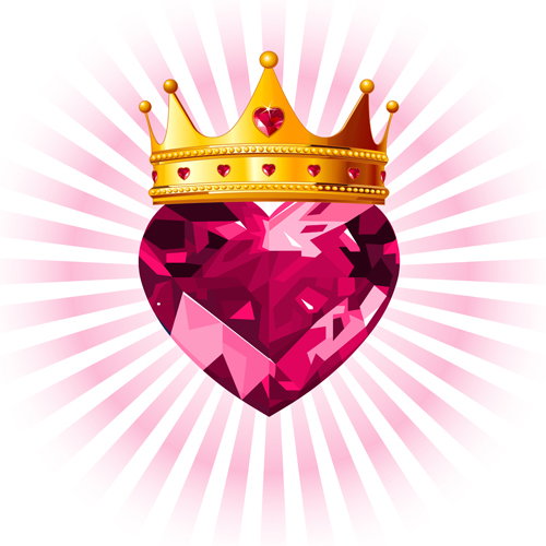500x500 Shining Diamond Heart Valentines Day Cards Vector 09 Free Download