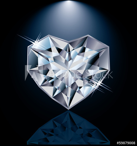 467x500 Shiny Diamond Heart, Vector Illustration