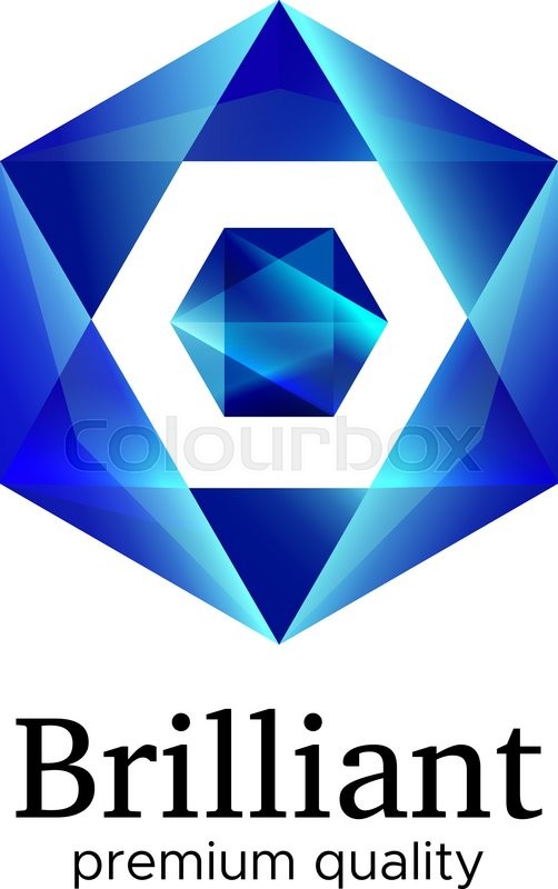 502x800 Blue Shiny Polygonal Hexagon Diamond Logo Vector Design Concept
