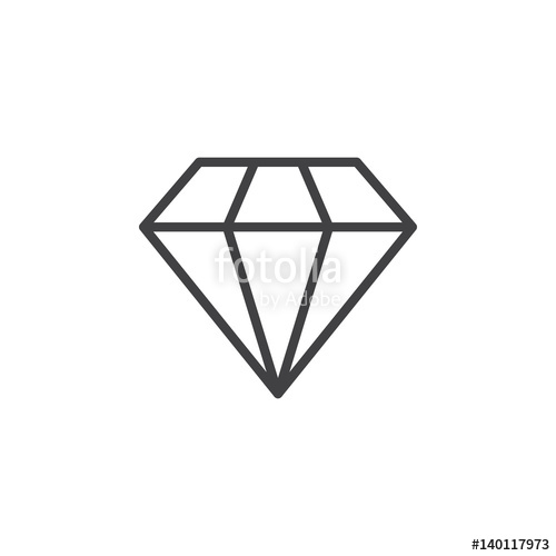 500x500 Diamond Line Icon, Outline Vector Sign, Linear Style Pictogram