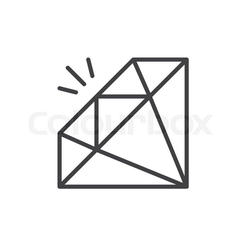 800x800 Gemstone, Diamond Line Icon, Outline Vector Sign, Linear Style