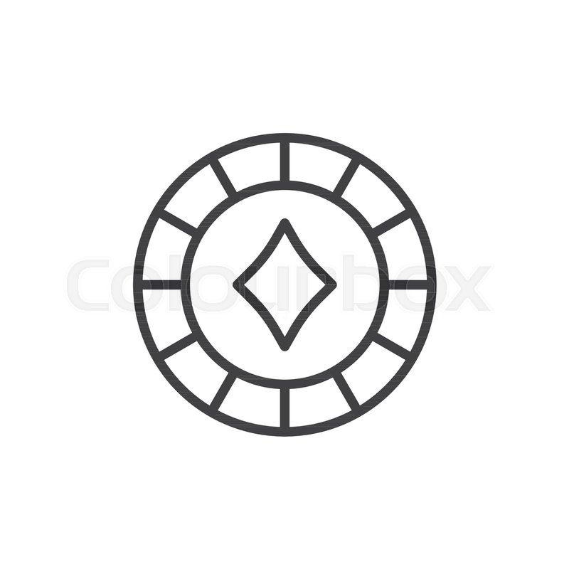 800x800 Diamond Chip Line Icon, Outline Vector Sign, Linear Style