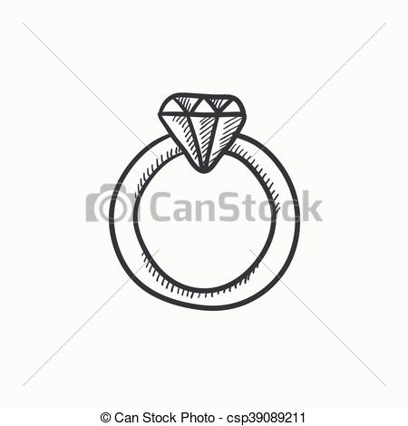 450x470 Diamond Ring Sketch Icon. Diamond Ring Vector Sketch Icon Isolated