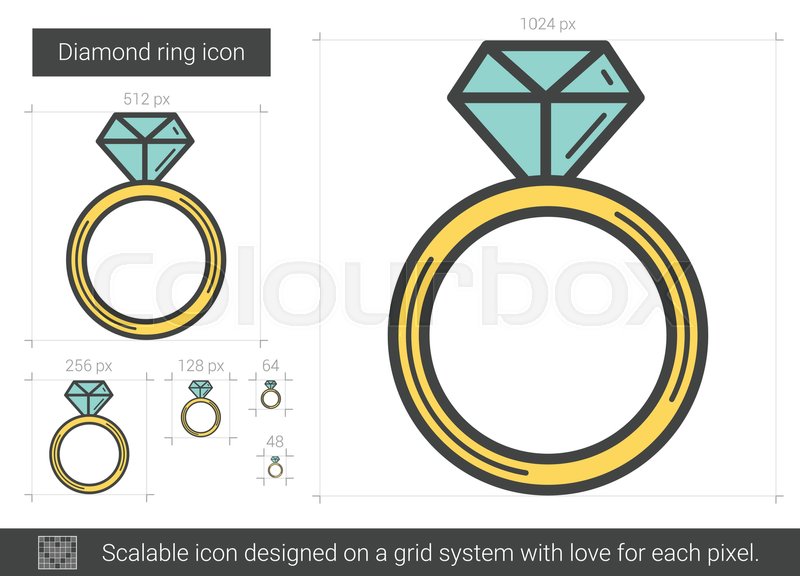 800x576 Diamond Ring Vector Line Icon Isolated On White Background