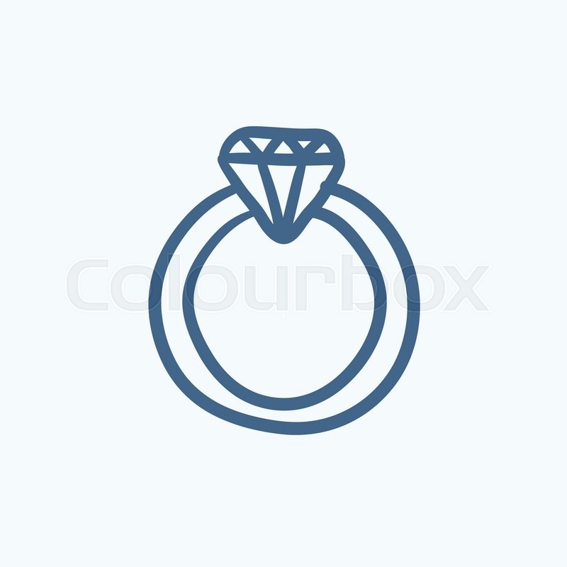 800x800 Diamond Ring Vector Sketch Icon Isolated On Background. Hand Drawn
