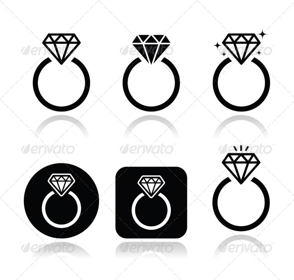 590x562 Diamond Engagement Ring Vector Icon By Redkoala Graphicriver