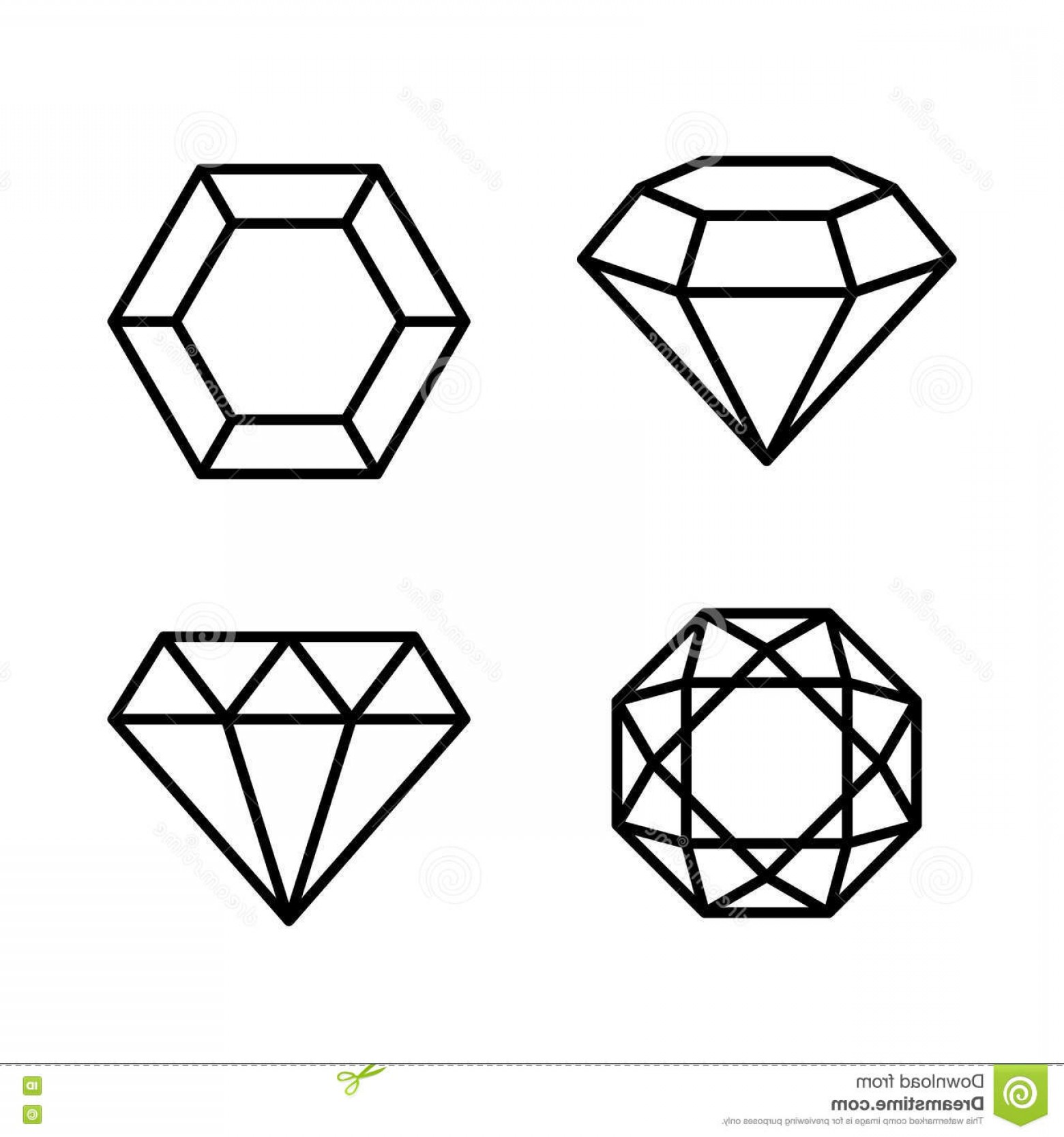 1560x1668 Stock Illustration Diamond Gems Icons Set White Background Vector