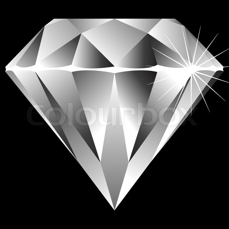800x800 Diamond Isolated On Black Background, Abstract Vector Art