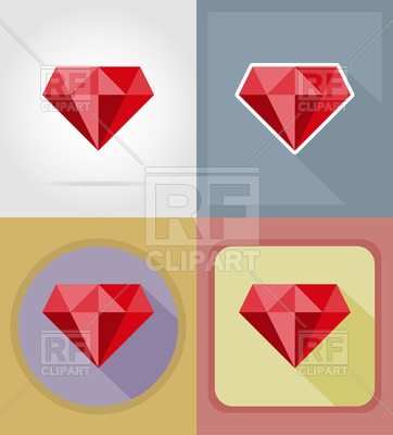 362x400 Icon Of Red Brilliant Diamond, Flat Color Design Vector Image