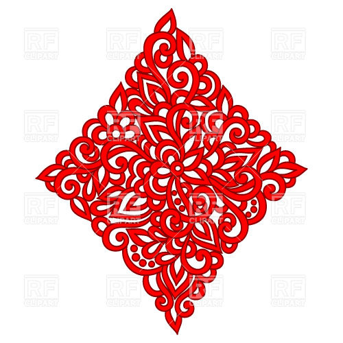 500x500 Red Card Suit Made Of Floral Ornament