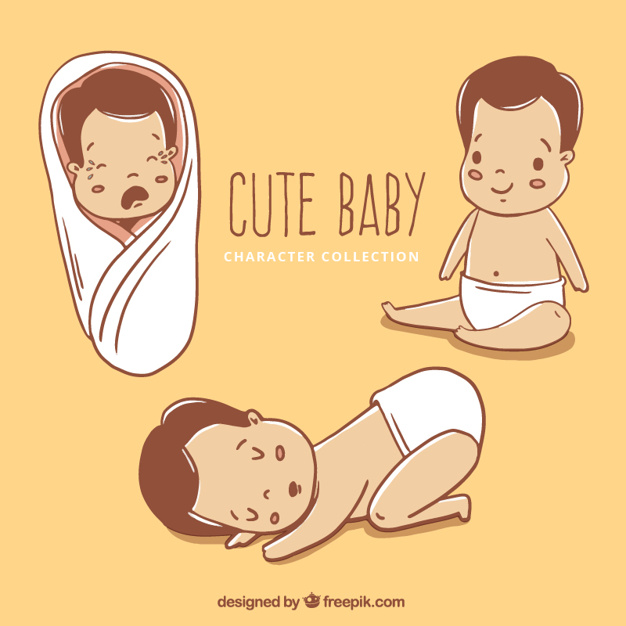 626x626 Set Of Hand Drawn Baby With Diaper Vector Free Download