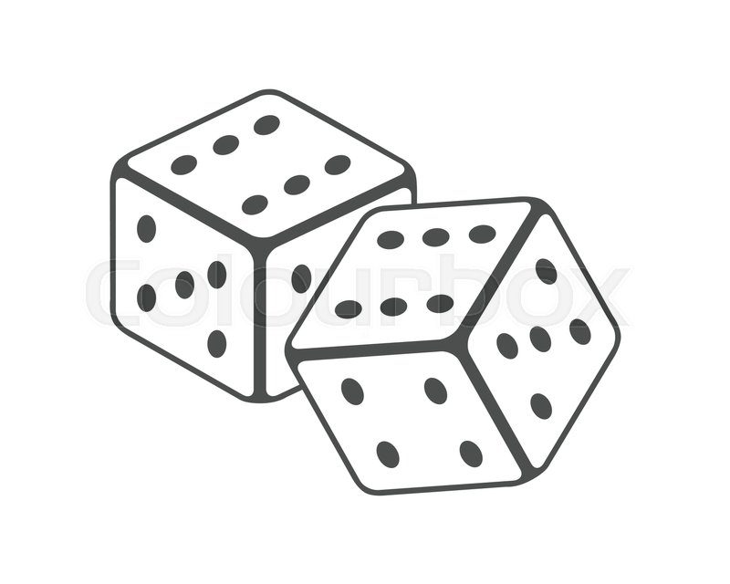 800x640 Dice Vector In Monochrome, Black. Traditional Instrument For