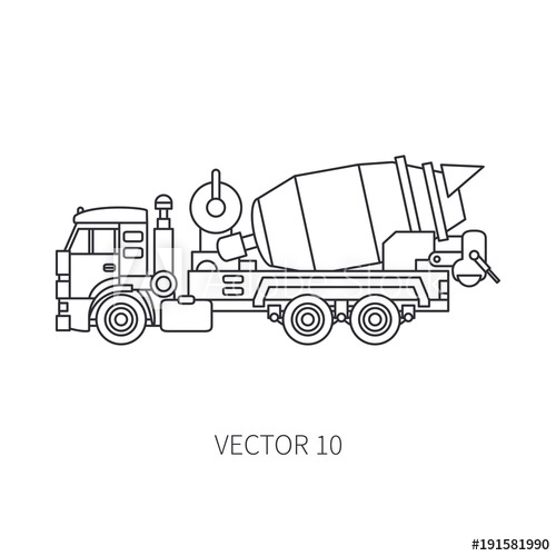 500x500 Line Vector Icon Construction Machinery Truck Cement Mixer