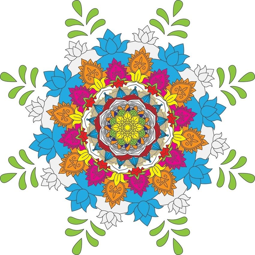 850x850 Beautiful Mandala Desing Flower Design Indian Vector Icon Digital