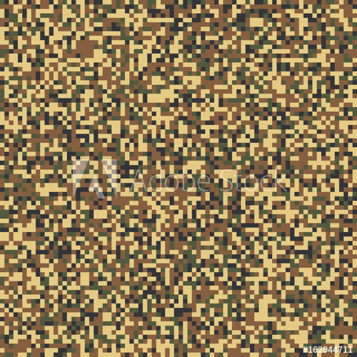 500x500 Seamless Bright Woodland Pixel Digital Camo Pattern Vector