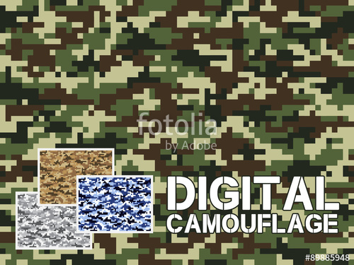 500x375 Four Different Colors Digital Camouflage Military Pattern For