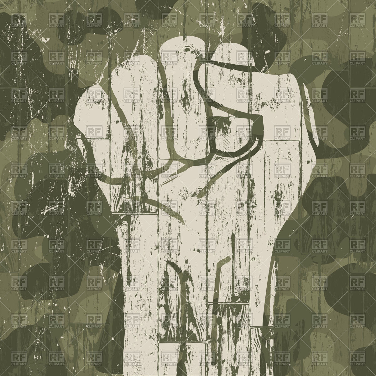 1200x1200 Fist Symbol (Revolution) On Military Camouflage Background Vector