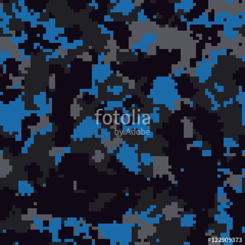 500x500 Seamless Black And Blue Fashion Pixel Digital Camouflage Pattern