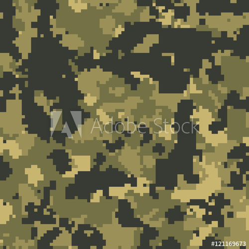 500x500 Seamless Green Pixel Digital Woodland Camouflage Pattern Vector