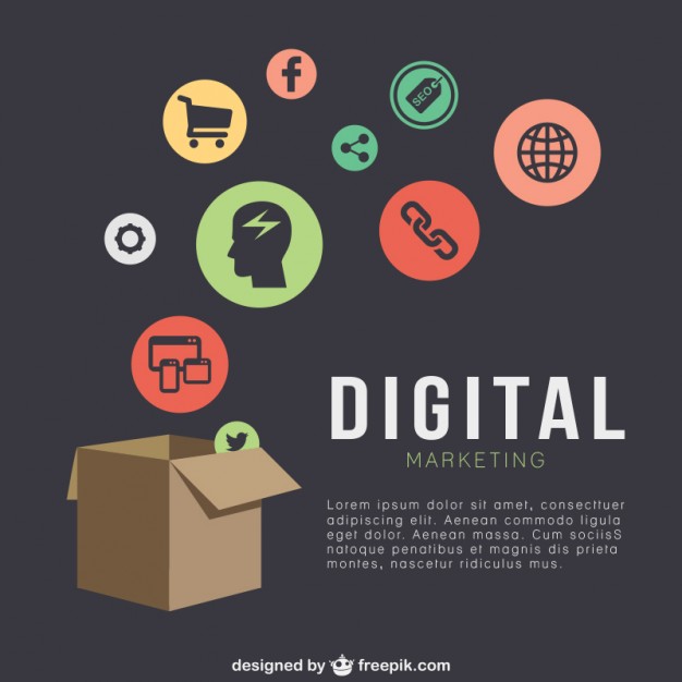 626x626 Digital Marketing Template With Icons Vector Free Download