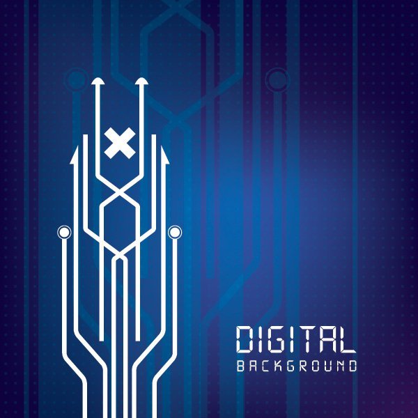 600x600 Digital Circuit Lines Background