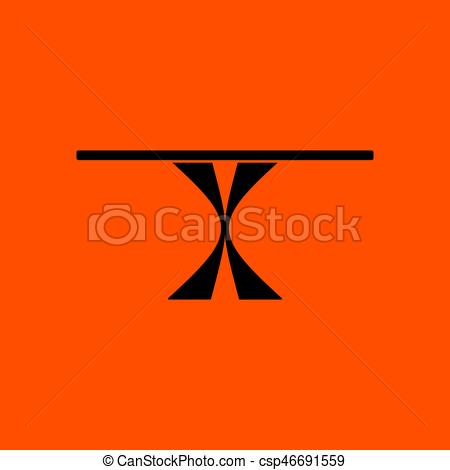 450x470 Dinner Table Icon. Orange Background With Black. Vector Illustration.