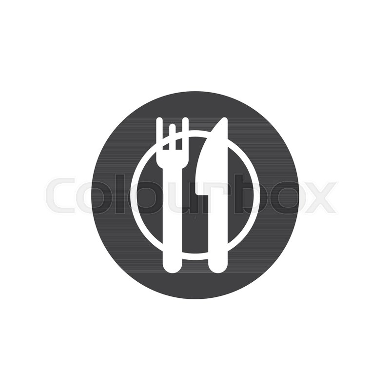 800x800 Dinner With Plate Fork And Knife Icon Vector, Filled Flat Sign