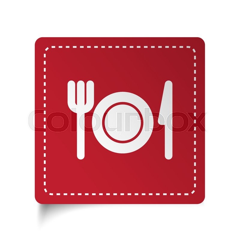 800x800 Flat Dinner Icon On Red Sticker Stock Vector Colourbox